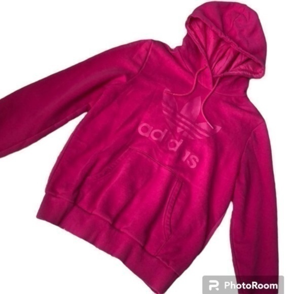 ADIDAS | Pink Ghost Logo Drawstring Hoodie - Size S - Picture 1 of 9